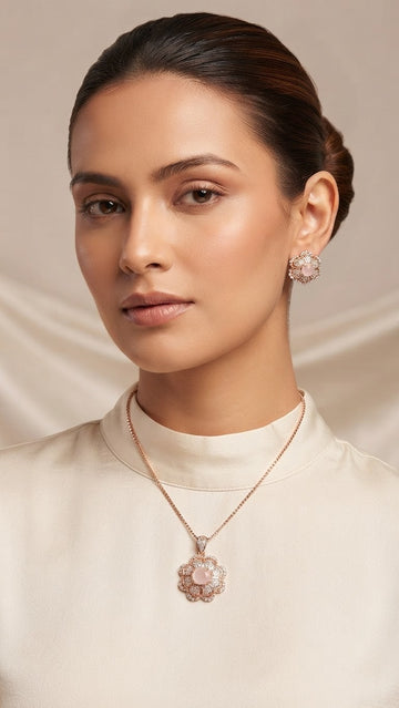 Blush Pink zircon Locket Set