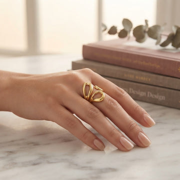 Golden Petal Statement Ring