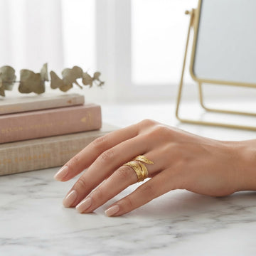 Gold Feather Wrap Ring