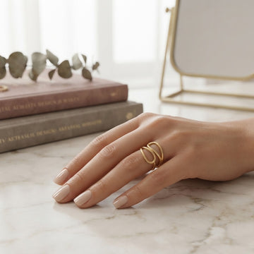 Golden Petal Openwork Statement Ring