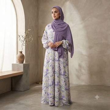 Lavender Floral Abaya