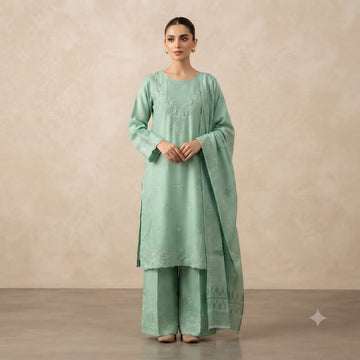 Elegant Cotton 3-Piece Stitched Suit